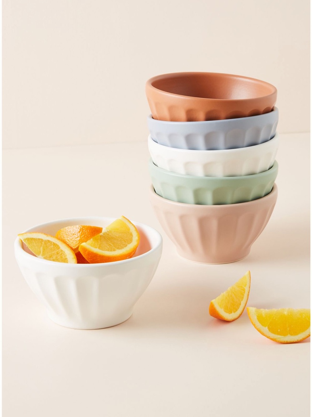Anthropologie Matte Latte Bowls - Set of 6